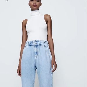 Zara baggy fit paper bag jeans size 0